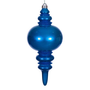 N241302DCV Vickerman - 13 in Blue Candy Glitter Finial UV Outdoor Christmas Ornament