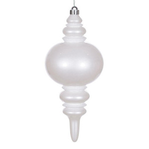 N241311DCV Vickerman - 13 in White Candy Glitter Finial UV Outdoor Christmas Ornament