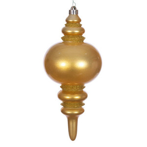 N241337DCV Vickerman - 13 in Honey Gold Candy Glitter Finial UV Outdoor Christmas Ornament
