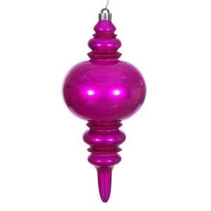 N241370DCV Vickerman - 13 in Fuchsia Candy Glitter Finial UV Outdoor Christmas Ornament