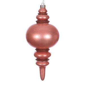 N241371DCV Vickerman - 13 in Coral Candy Glitter Finial UV Outdoor Christmas Ornament