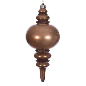 N241376DCV Vickerman - 13 in Mocha Candy Glitter Finial UV Outdoor Christmas Ornament