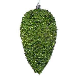 N247214D Vickerman - 7 in Olive Glitter Pinecone Christmas Ornament - 4 Pack
