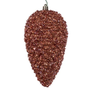 N247258D Vickerman - 7 in Rose Gold Glitter Pinecone Christmas Ornament - 4 Pack
