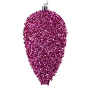 N247259D Vickerman - 7 in Hot Pink Glitter Pinecone Christmas Ornament - 4 Pack