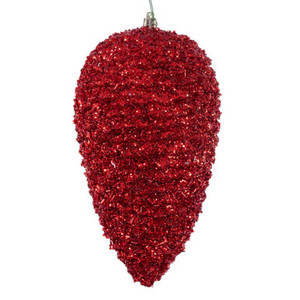 N247303D Vickerman - 10 in Red Glitter Pinecone Christmas Ornament - 2 Pack