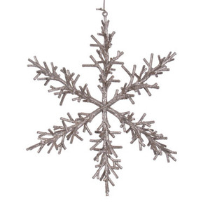 RV230638 Vickerman - 12 in Champagne Snowflake Christmas Ornament - 3 Pack