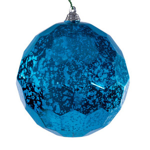 MC240112 Vickerman - 4.75 in Turquoise Honeycomb Mercury Ball Christmas Ornament - 4 Pack