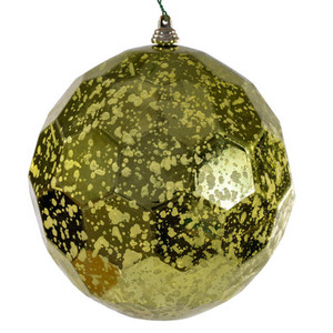 MC240273 Vickerman - 6 in Lime Honeycomb Mercury Ball Christmas Ornament - 2 Pack
