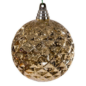 MC240308 Vickerman - 4.75 in Gold Diamond Mercury Ball Christmas Ornament - 4 Pack