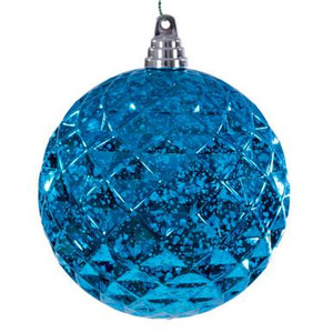 Vickerman MC240412 Vickerman - 6 in Turquoise Diamond Mercury Ball Christmas Ornament - 2 Pack 