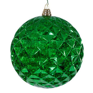 MC240504 Vickerman - 8 in Green Diamond Mercury Ball Christmas Ornament