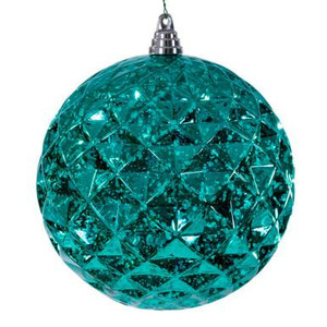 Vickerman MC240542 Vickerman - 8 in Teal Diamond Mercury Ball Christmas Ornament 