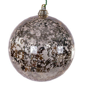 MC240643 Vickerman - 4 in Oat Mirror Mercury Ball Christmas Ornament - 6 Pack