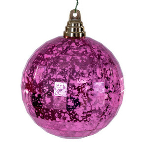 MC240779 Vickerman - 4.75 in Pink Mirror Mercury Ball Christmas Ornament - 4 Pack