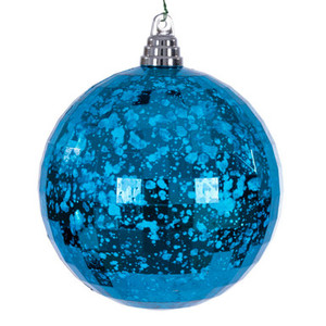 MC240812 Vickerman - 6 in Turquoise Mirror Mercury Ball Christmas Ornament - 2 Pack
