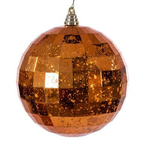 Vickerman MC240918 Vickerman - 8 in Burnished Orange Burnish Mirror Mercury Ball Christmas Ornament 