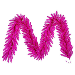A243914 Vickerman - 9 ft Hot Pink Christmas Garland - Unlit