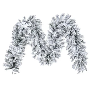 A895214 Vickerman - 9 ft White Christmas Garland - Unlit