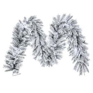 Vickerman A895214 Vickerman - 9 ft White Christmas Garland - Unlit 