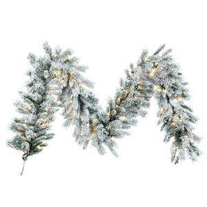 Vickerman A895215LED Vickerman - 9 ft White Christmas Garland - Pre-Lit LED 