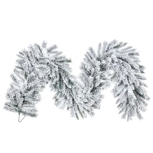 A895217 Vickerman - 9 ft White Christmas Garland - Unlit