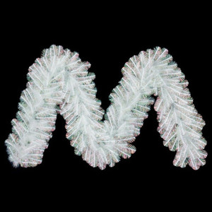 G235714 Vickerman - 9 ft White Iridescent Christmas Garland - Unlit