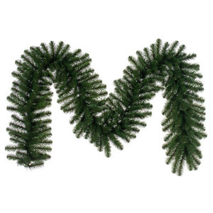 G237014 Vickerman - 9 ft Green Christmas Garland - Unlit