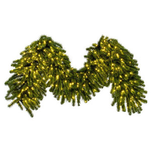 G237025LED Vickerman - 9 ft Green Christmas Garland - Pre-Lit LED