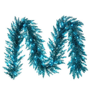 K234215LED Vickerman - 9 ft Aqua Christmas Garland - Pre-Lit LED