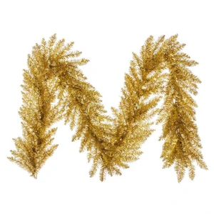 K235514 Vickerman - 9 ft Gold Christmas Garland - Unlit