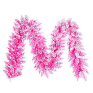 K255312 Vickerman - 9 ft White/Pink Christmas Garland - Unlit
