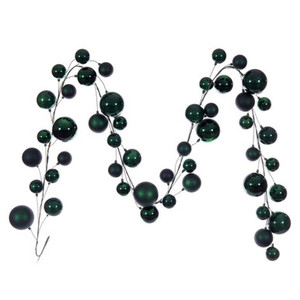 N250374 Vickerman - 10 ft Midnight Green Christmas Garland - Unlit