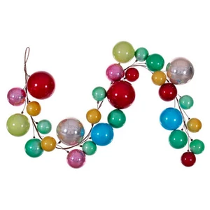 N240194 Vickerman - 6 ft Multicolor Ball Christmas Garland - Unlit