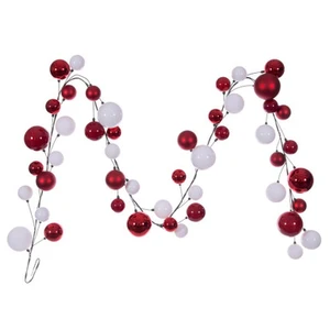 N250391 Vickerman - 10 ft Red/White Christmas Garland - Unlit