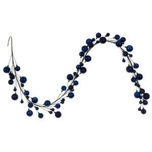 N250131 Vickerman - 6 ft Midnight Blue Christmas Garland - Unlit