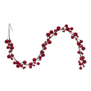 N251103 Vickerman - 6 ft Red Christmas Garland - Unlit