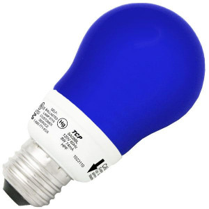  TCP 8A08BL 8W A19 Blue Dimmable CCFL Self Ballasted Light Bulb 