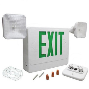  Fulham FHEC31-WG Double Face LED Combo Exit Sign Green Letters 