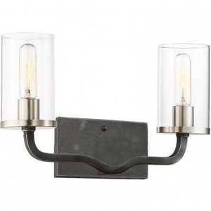 Nuvo Lighting Nuvo 60-6122 Iron Black and Brushed Nickel 2 Light Wall Mount Fixture 