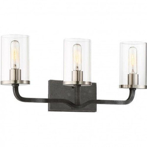 Nuvo Lighting Nuvo 60-6123 Iron Black with Brushed Nickel 3 Light Wall Mount Fixture 