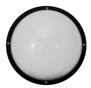 Incon Lighting 60W Max Black Bulkhead Dual Mount Outdoor 10" Round Lens Fixture 