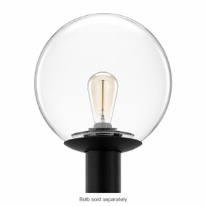 14" Clear Globe Outdoor Post Top Light Fixture - Black Fitter