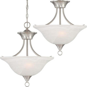 Volume Lighting Volume V5242-33 Trinidad 2-light Brushed Nickel Pendant or Semi-Flush Ceiling Mount 