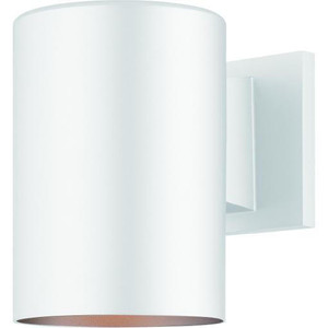 Volume Lighting Volume V9625-6 1-Light Indoor or Outdoor White Aluminum Cylinder Wall Mount Sconce 