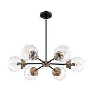 Nuvo Lighting Nuvo 60-7126 Matte Black and Brass 6 Light Ceiling Mount Fixture 