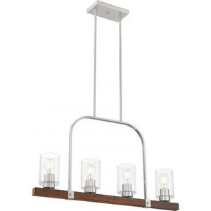 Nuvo Lighting Nuvo 60-6967 Brushed Nickel and Nutmeg Wood 4 Light Ceiling Mount Fixture 