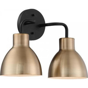 Nuvo Lighting Nuvo 60-6792 Matte Black and Burnished Brass 2 Light Wall Mount Fixture 