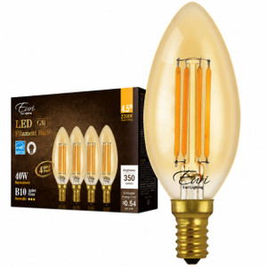 VB10-3020ea-4 Euri Lighting - Amber LED Filament Bulb - 4.5W - B10  - 2200K - 4 Pack