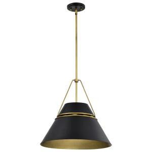 Satco 60-7768 Matte Black and Natural Brass Pendant Light